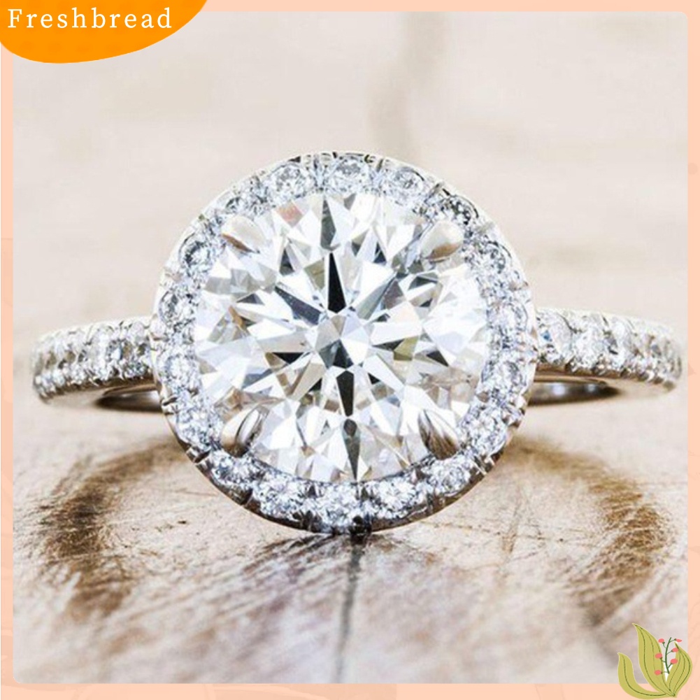 &lt; Freshbread &gt; Fashion Wanita Bulat Berlian Imitasi Jari Cincin Pernikahan Pertunangan Pesta Perhiasan