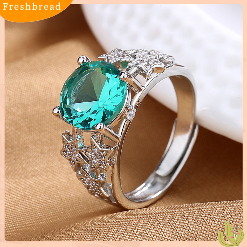 &lt; Freshbread &gt; Wanita Cincin Pembukaan Dapat Disesuaikan Berongga Lima Titik Bintang Retro Hadiah Berlian Imitasi Tertanam Wanita Jari Cincin Perhiasan Fashion