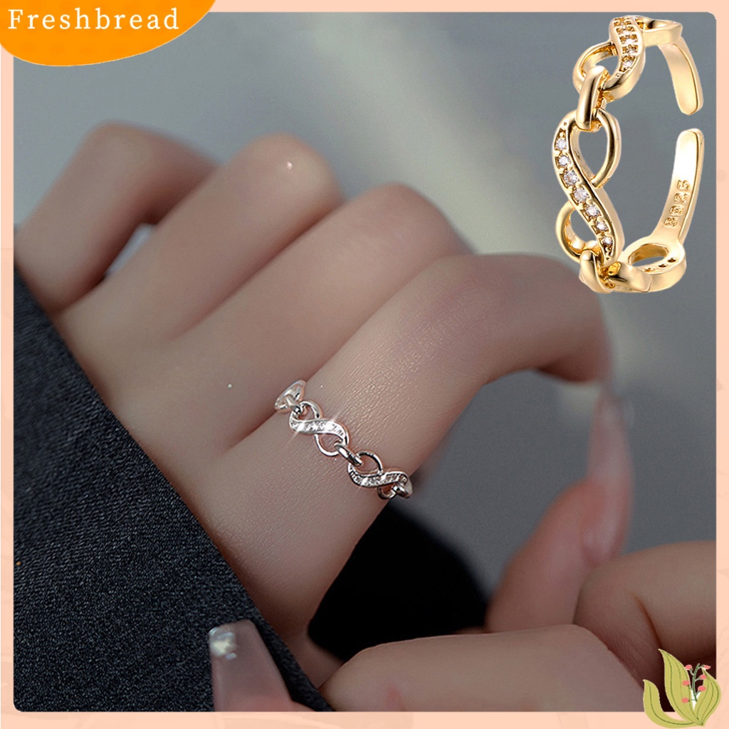 &lt; Freshbread &gt; Wanita Cincin Berongga-out Berlian Imitasi Mengkilap Hias Berkilau Pembukaan Yang Dapat Disesuaikan Hadiah Dekoratif Nomor8 Infinity Cinta Jari Cincin Perhiasan Fashion Untuk Hari Kasih Sayang