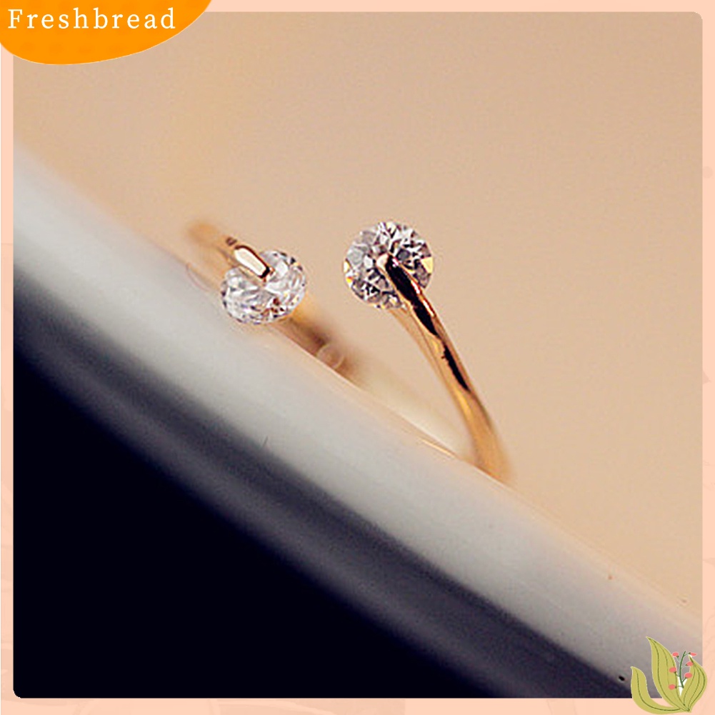 &lt; Freshbread &gt; Wanita Fashion Ganda Kubik Zirkon Bertatahkan Cincin Jari Terbuka Pesta Perhiasan Hadiah