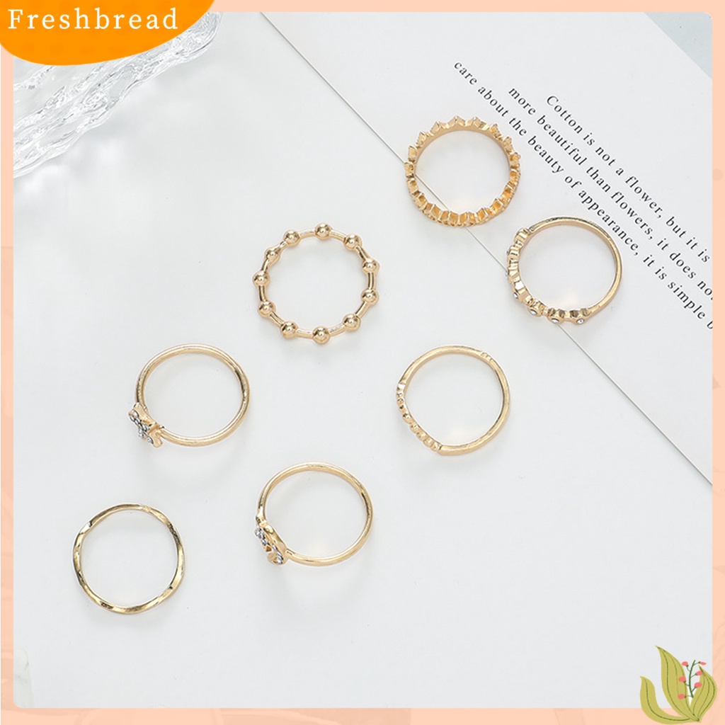 &lt; Freshbread &gt; 7Pcs Wanita Cincin Geometris Berlian Imitasi Mengkilap Hias Berkilau Semua Pertandingan Dekorasi Hadiah Ulang Tahun Wanita Bintang Bulan Jari Cincin Perhiasan Pesta Untuk Pacaran