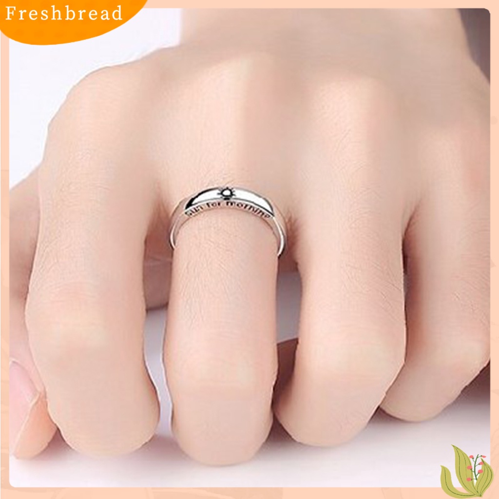 &lt; Freshbread &gt; Cincin Pasangan Ujung Terbuka Adjustable Motif Huruf Geometris Gaya Korea Fashion Matahari Dan Bulan Kekasih Cincin Hadiah Valentine