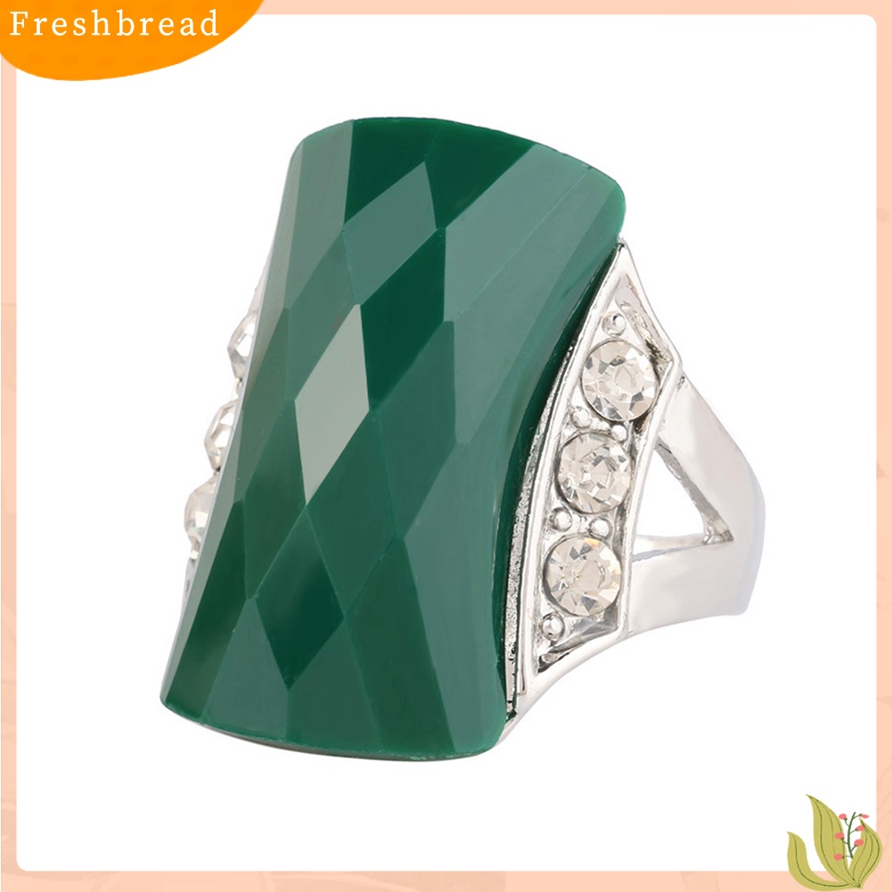 &lt; Freshbread &gt; Wanita Bohemia Vintage Geometris Resin Pesona Berlian Imitasi Cincin Jari Perhiasan Hadiah