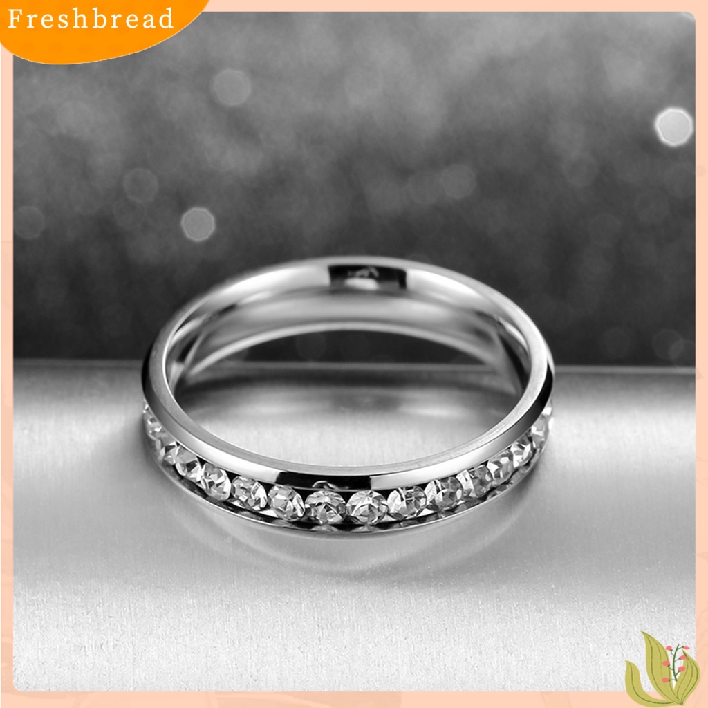 &lt; Freshbread &gt; Indah Permukaan Halus Pernikahan Band Baja Titanium Berlian Imitasi Sederhana Wanita Cincin Pesona Perhiasan