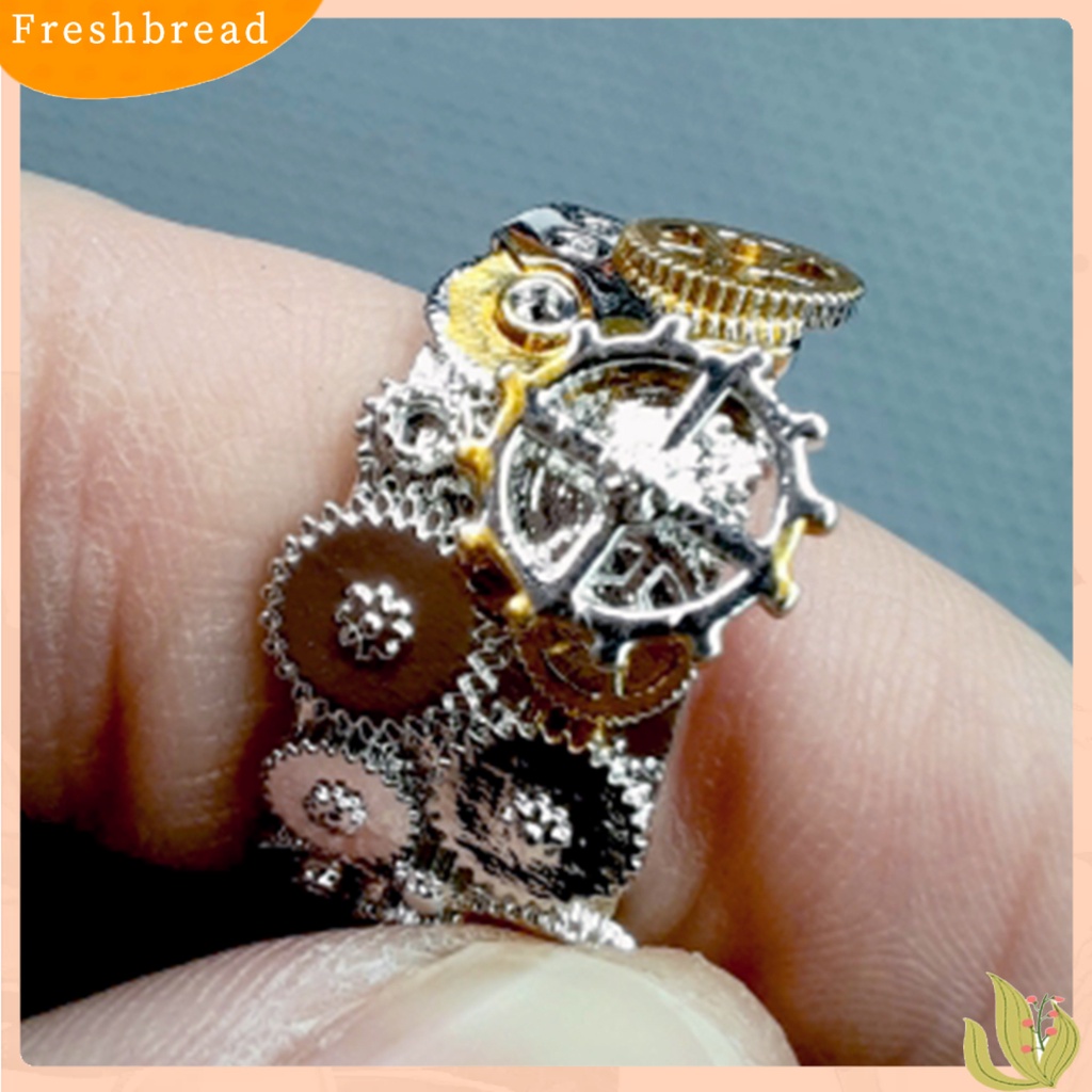 &lt; Freshbread &gt; Perhiasan Cincin Bentuk Geometris Hias Vintage Clockwork Gear Finger Ring Untuk Ulang Tahun Pernikahan