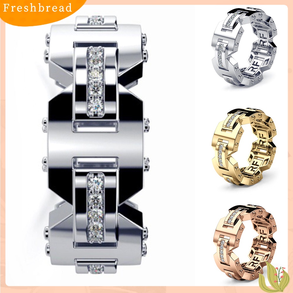 < Freshbread > Pria Wanita Berlian Imitasi Mengkilap Bertatahkan Jari Cincin Pertunangan Pernikahan Perhiasan Hadiah