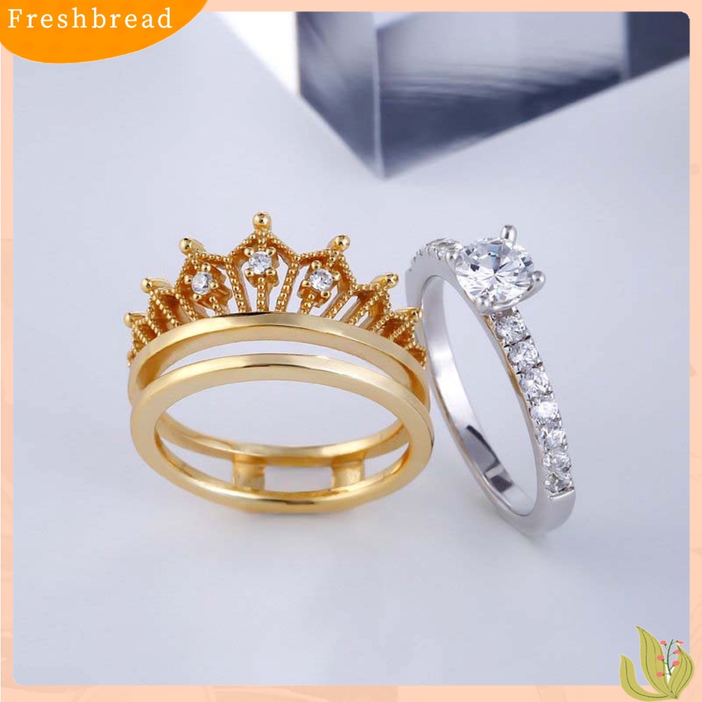 < Freshbread > Dilepas Wanita Fashion Mahkota Berlian Imitasi Jari Cincin Pernikahan Pengantin Perhiasan Hadiah