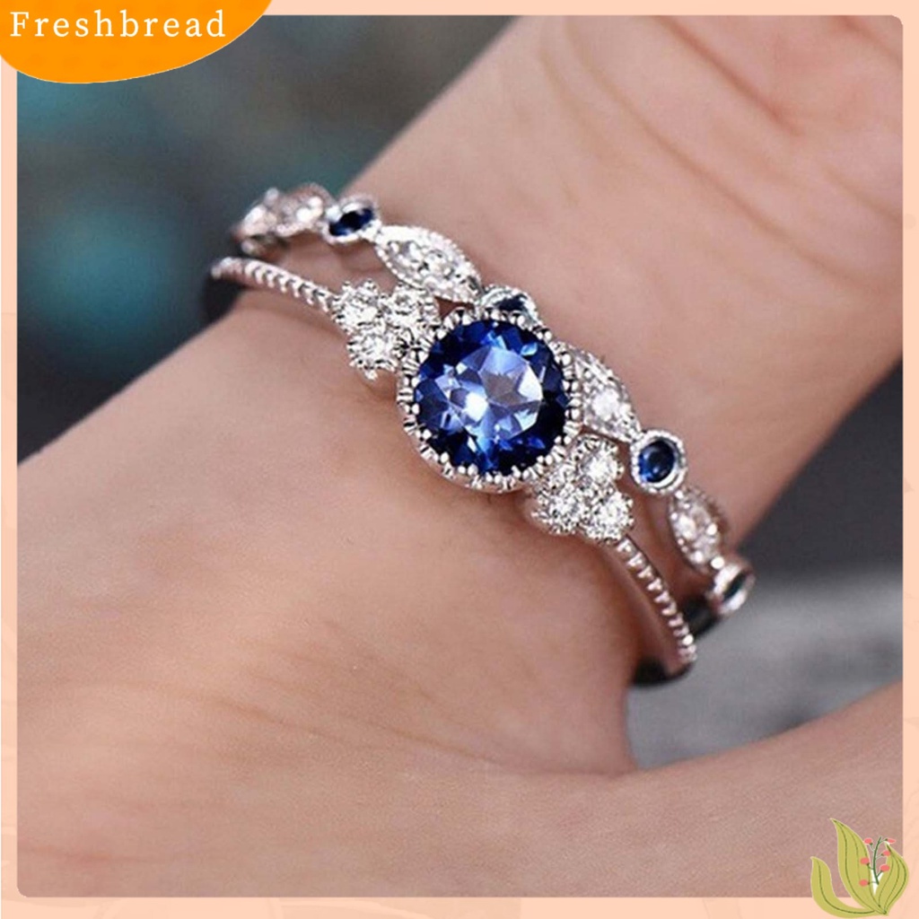 &lt; Freshbread &gt; 2Pcs/Set Indah Permukaan Halus Pernikahan Band Alloy Sederhana Cubic Zirconia Wanita Rings Charm Jewelry