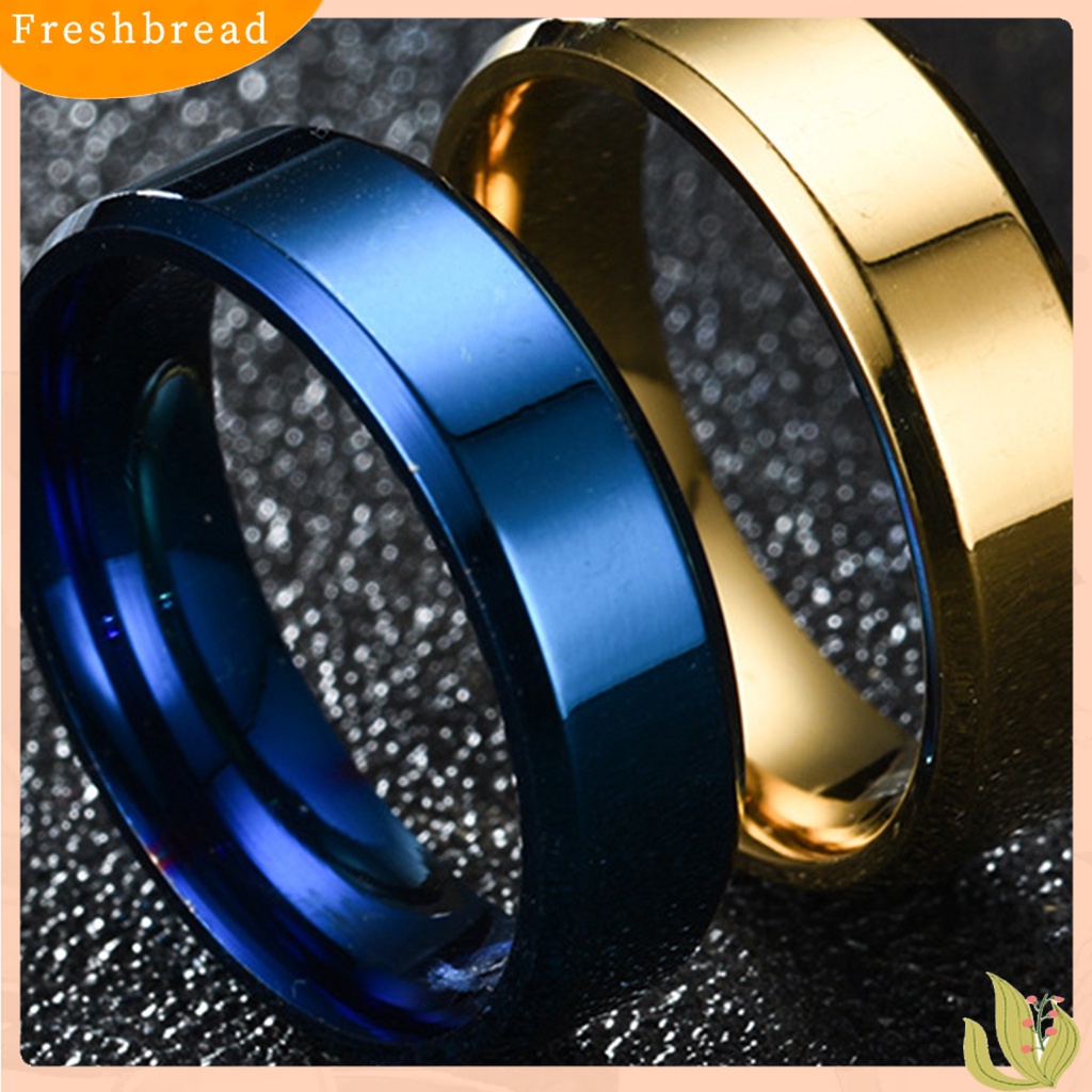 &lt; Freshbread &gt; Lebar Anti Karat Pria Cincin Stainless Steel Sederhana Indah Pertunangan Cincin Fashion Perhiasan