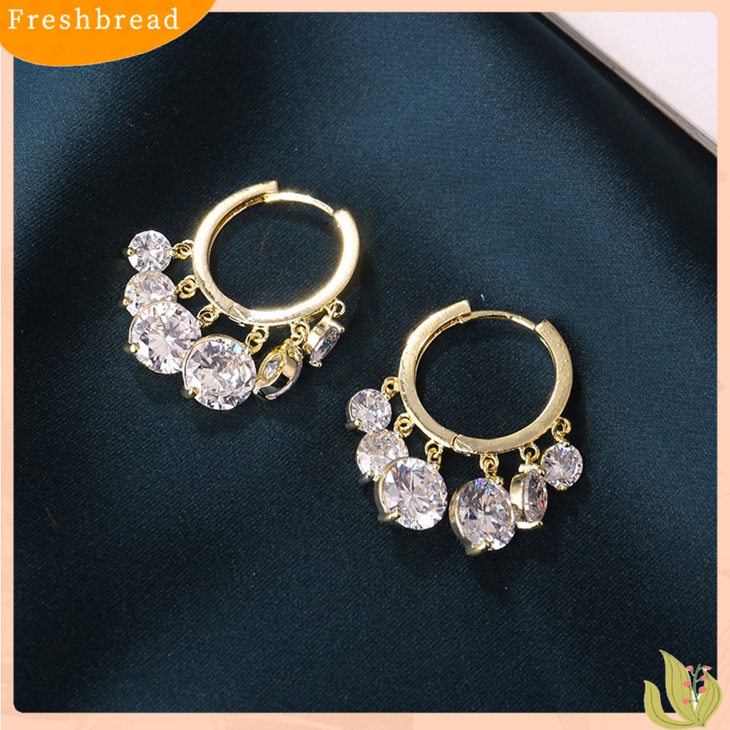 &lt; Freshbread &gt; 1pasang Anting Hoop Anting Tusuk Mata Tahan Korosi Alloy Cermin Poles Menjuntai Earrings Perlengkapan Perhiasan Untuk Perempuan