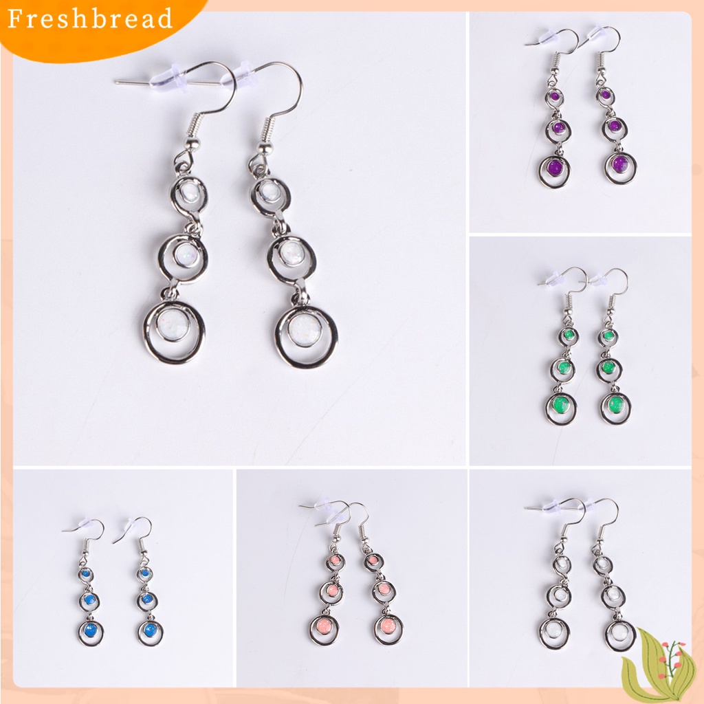 &lt; Freshbread &gt; 1pasang Anting Wanita Panjang Simetris Bulat Hoop Eye-catching Menjuntai Earrings Untuk Prom