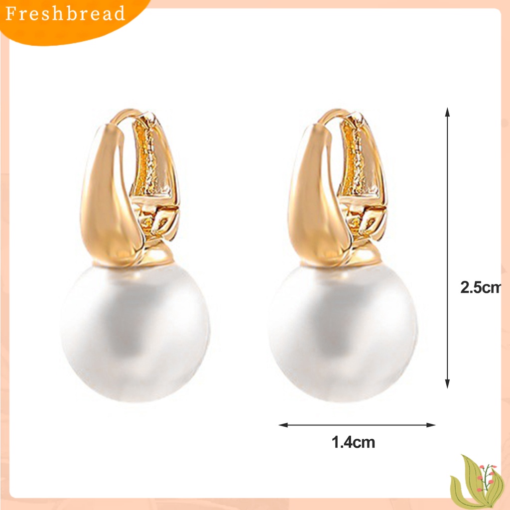 &lt; Freshbread &gt; 1pasang Anting Hoop Temperamen Elegan Minimalis Geometris Electroplating Hias Hadiah Wanita Mutiara Imitasi Menjuntai Anting Eardrop Perhiasan Aksesori Fashion