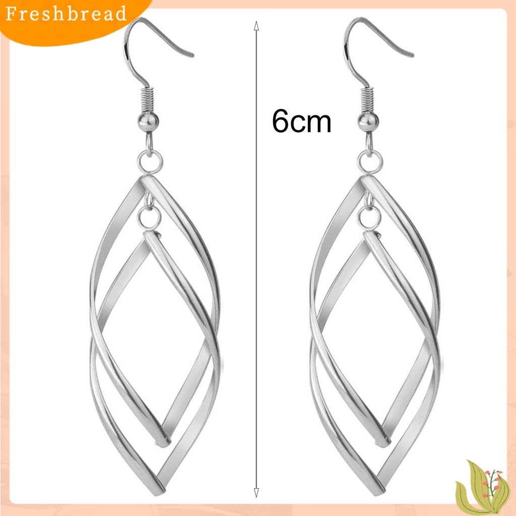 &lt; Freshbread &gt; 1pasang Anting Kait Spirals Belah Ketupat Perhiasan Halus Tahan Lama Drop Earrings Untuk Pakaian Sehari-Hari