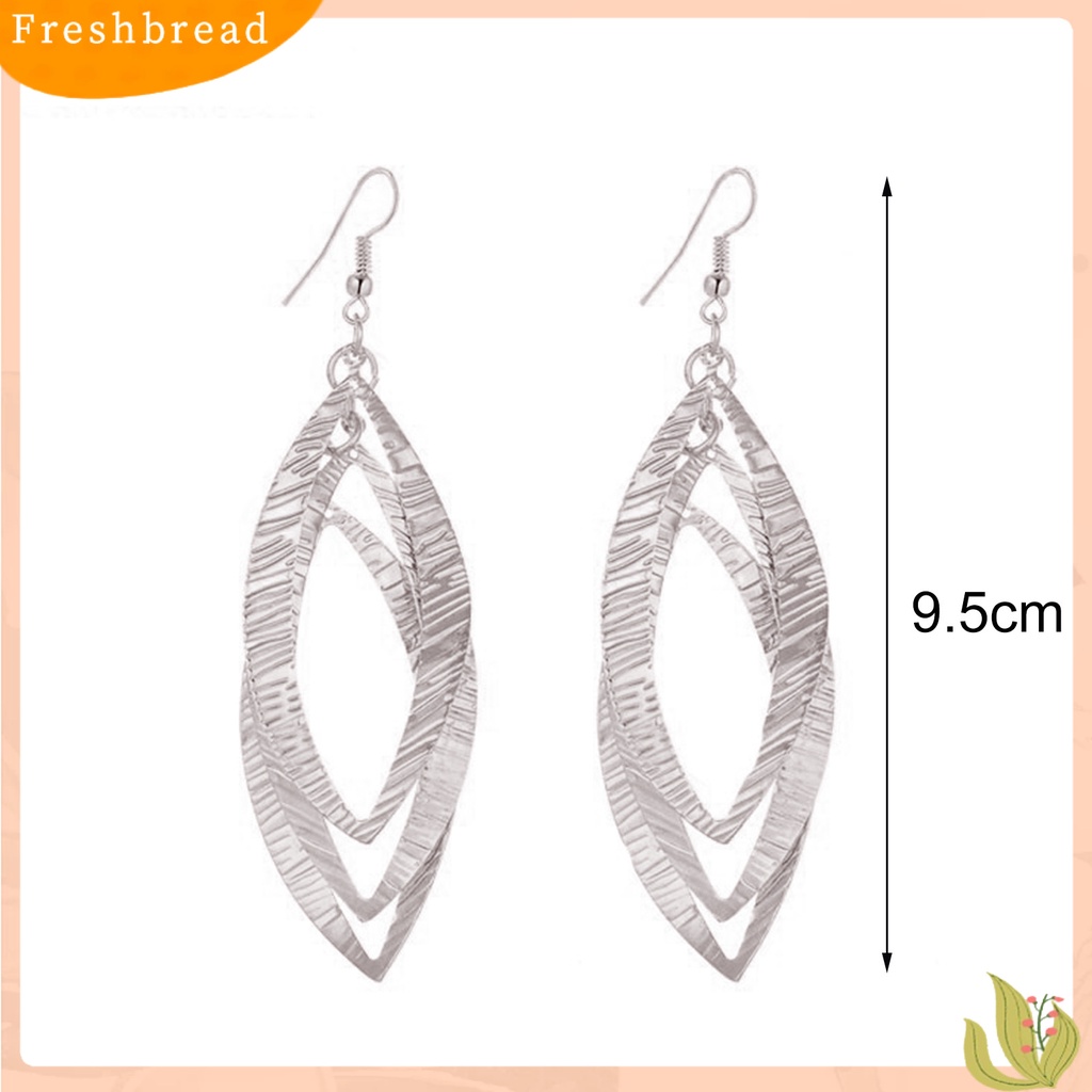 &lt; Freshbread &gt; 1pasang Anting Drop Bahan Alloy Tahan Korosi Ramah Kulit Anti Luntur Anting Daun Rantai Panjang Untuk Wanita