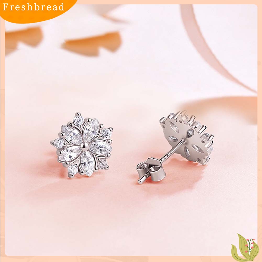 &lt; Freshbread &gt; Wanita Berlian Imitasi Bertatahkan Sakura Bunga Telinga Stud Anting Hadiah Perhiasan Pernikahan