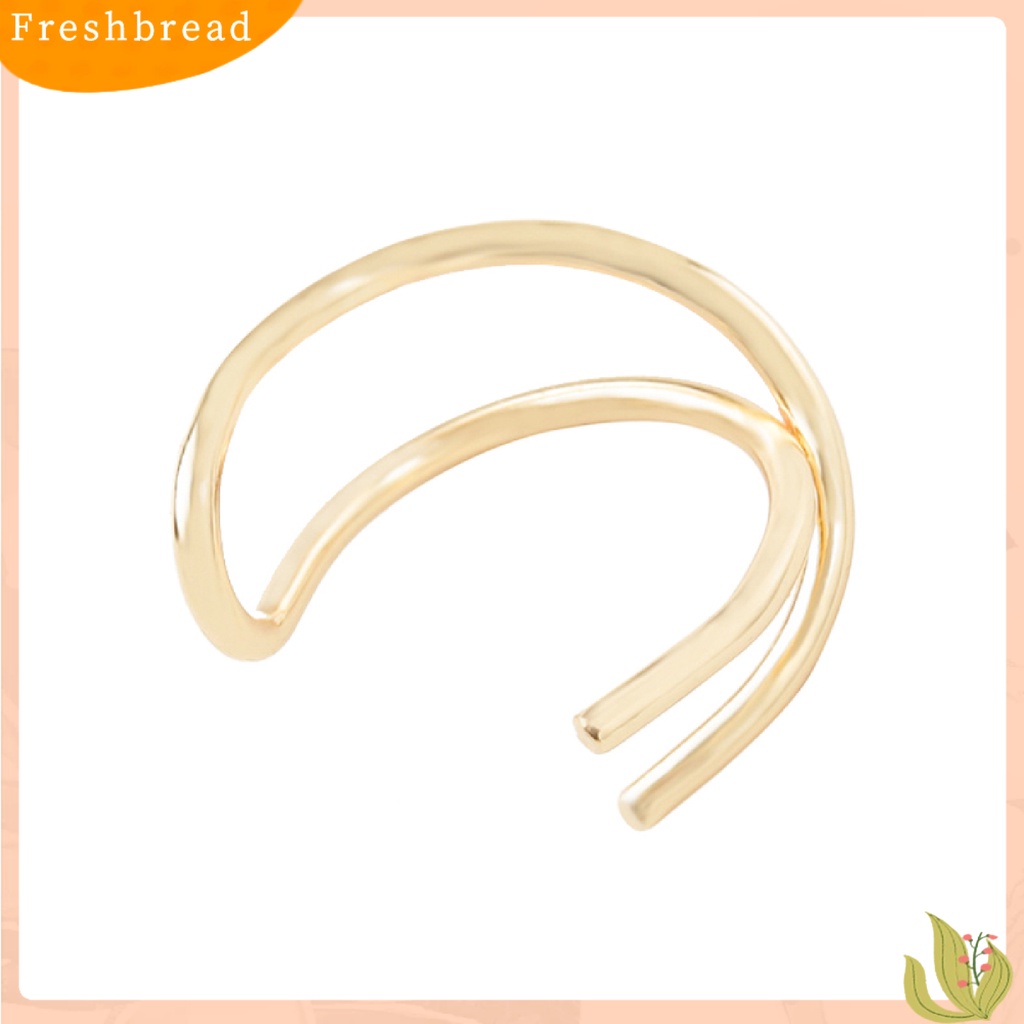 &lt; Freshbread &gt; 1pc Klip Telinga Gaya Simple Anting Elegan Lapisan Ganda Tanpa Tindik Untuk Kehidupan Sehari-Hari