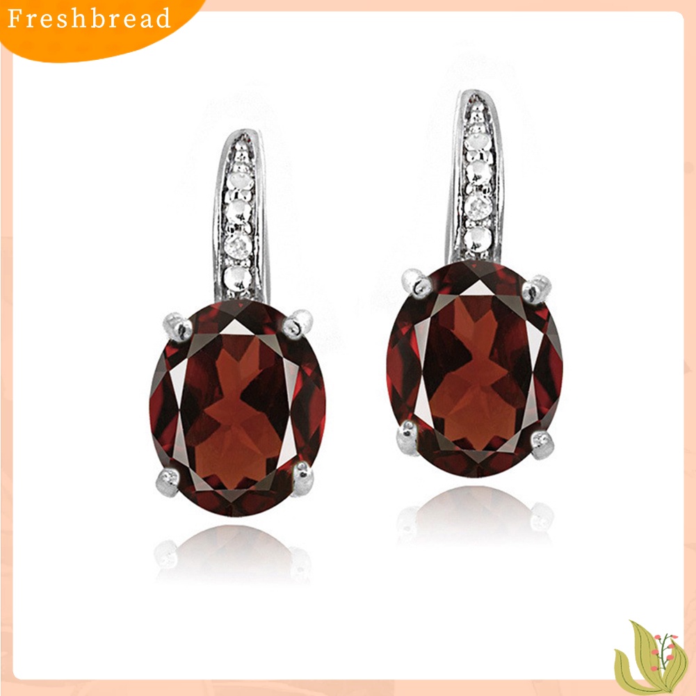 &lt; Freshbread &gt; Fashion Oval Kubik Zirkon Wanita Leverback Anting Pesta Perjamuan Pesona Perhiasan