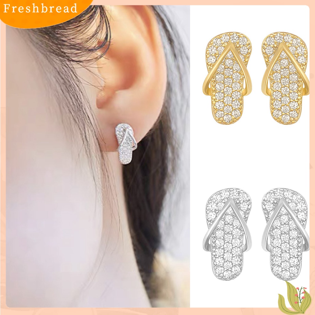 &lt; Freshbread &gt; Anting Kreatif Gaya Alloy Lucu Berbentuk Slipper Women Ear Studs Untuk Wanita