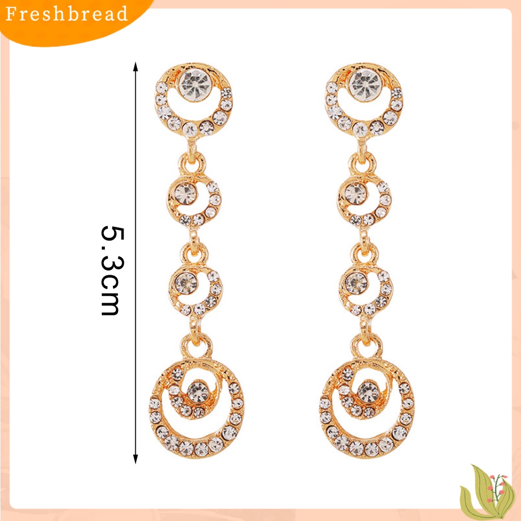 &lt; Freshbread &gt; Anting Tusuk Lingkaran Menjuntai Mempesona Berlian Imitasi Wanita Panjang Drop Ear Studs Jewelry Untuk Pernikahan