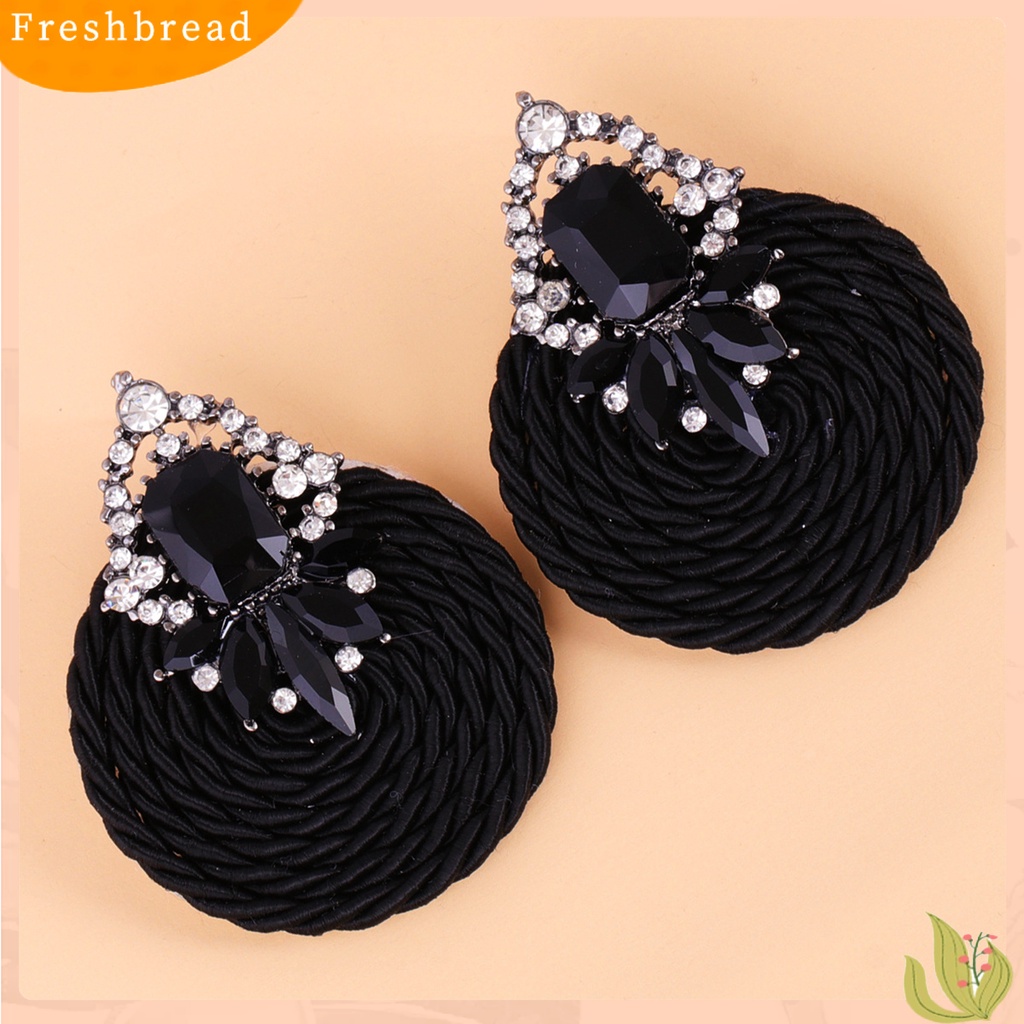 &lt; Freshbread &gt; 1pasang Wanita Buatan Tangan All-match Bulat Berlian Imitasi Drop Earring Perhiasan Fashion