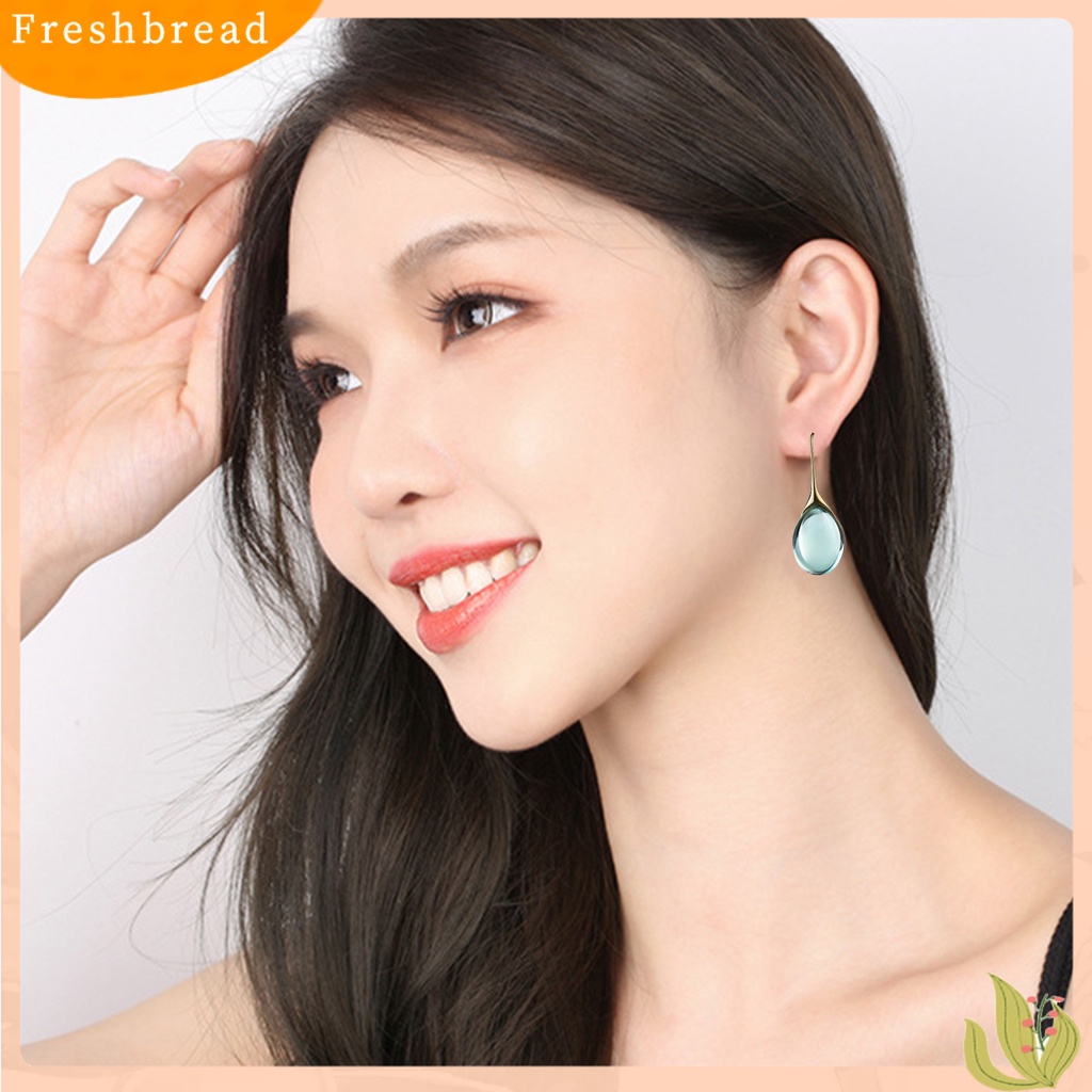 &lt; Freshbread &gt; 1pasang Anting Wanita Bentuk Tetesan Air Kristal Imitasi Transparan High-end Drop Earrings Untuk Hadiah