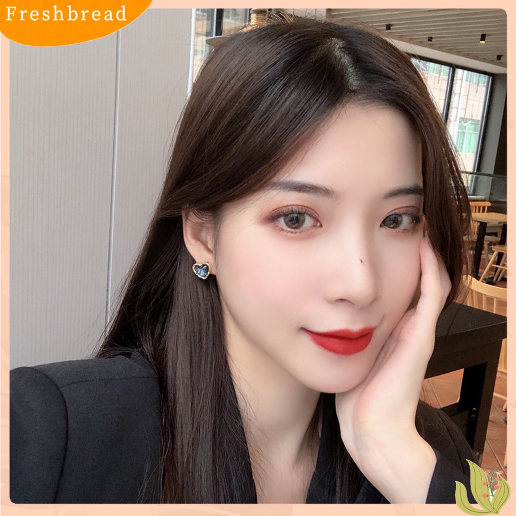 &lt; Freshbread &gt; 1pasang Anting Tusuk Jantung Plating Perhiasan Gaya Korea Electroplating Ear Studs Untuk Pesta Pernikahan Perjamuan Prom