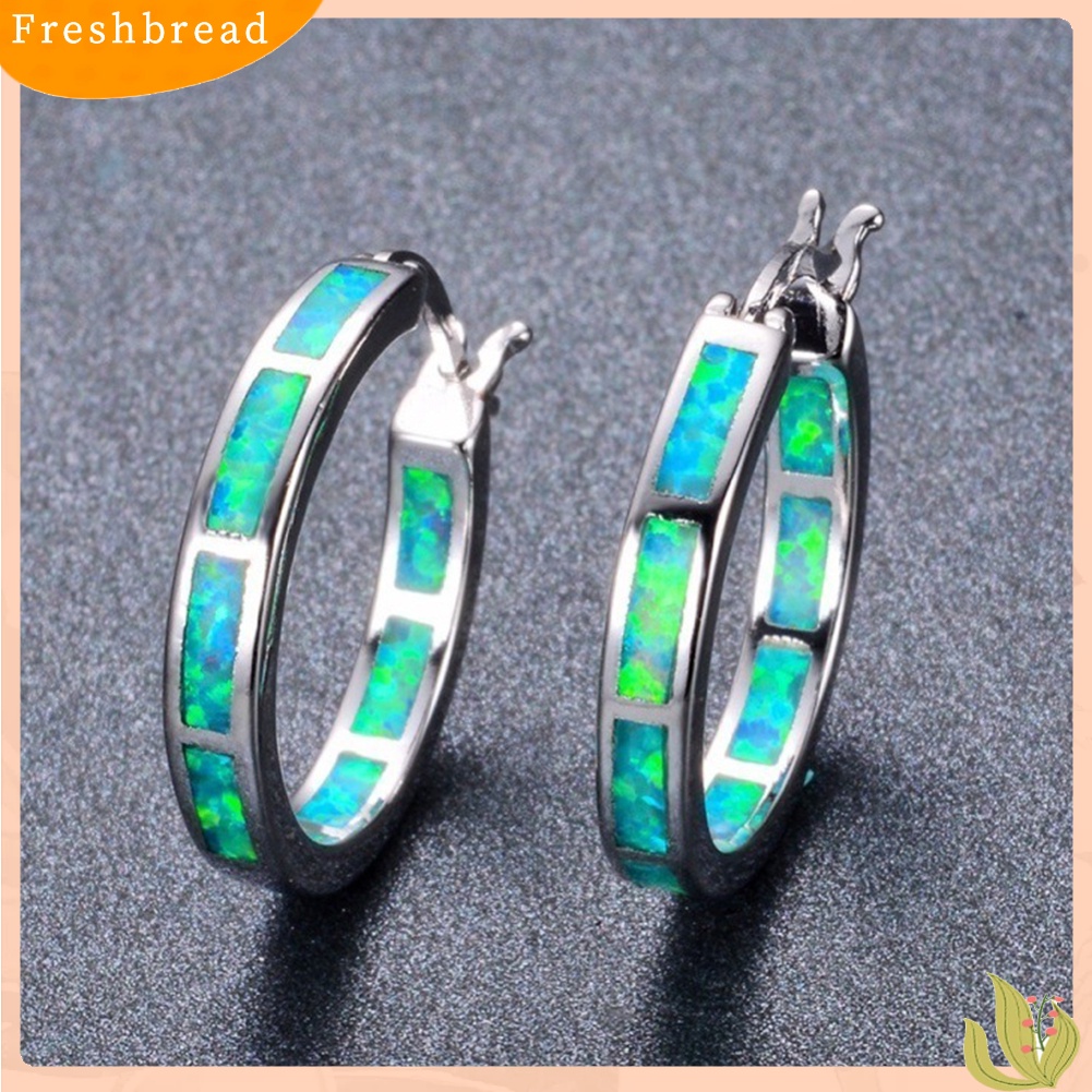 &lt; Freshbread &gt; Wanita Multicolor Faux Opal Hias Lingkaran Menjuntai Hoop Earrings Perhiasan Hadiah