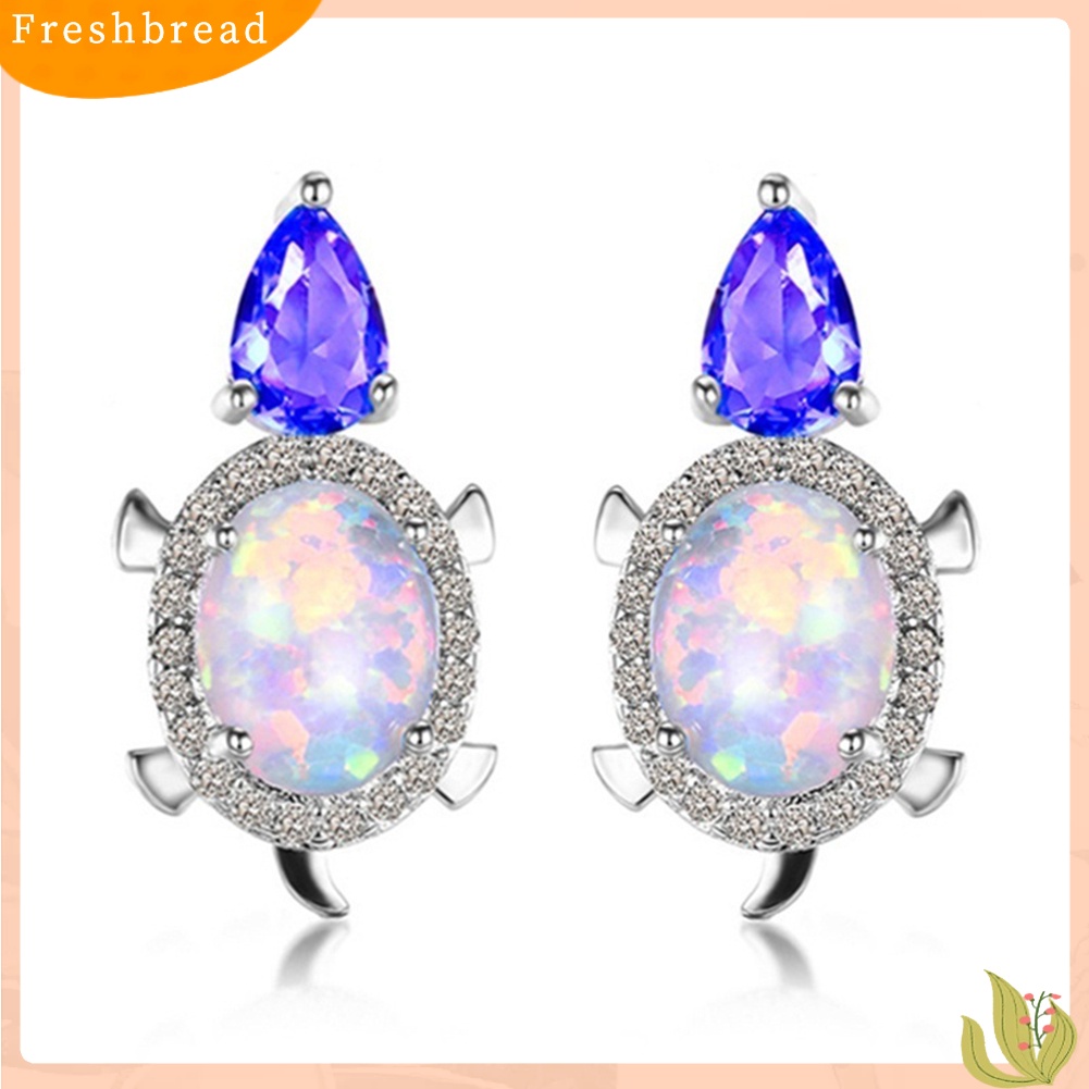 &lt; Freshbread &gt; Fashion Wanita Kura-Kura Imitasi Opal Berlian Imitasi Ear Stud Earrings Perhiasan Pesta