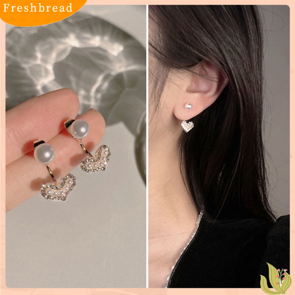 &lt; Freshbread &gt; 1pasang Wanita Anting Bunga Mutiara Imitasi Perhiasan Vintage Bow-knot Stud Earrings Perhiasan Hadiah