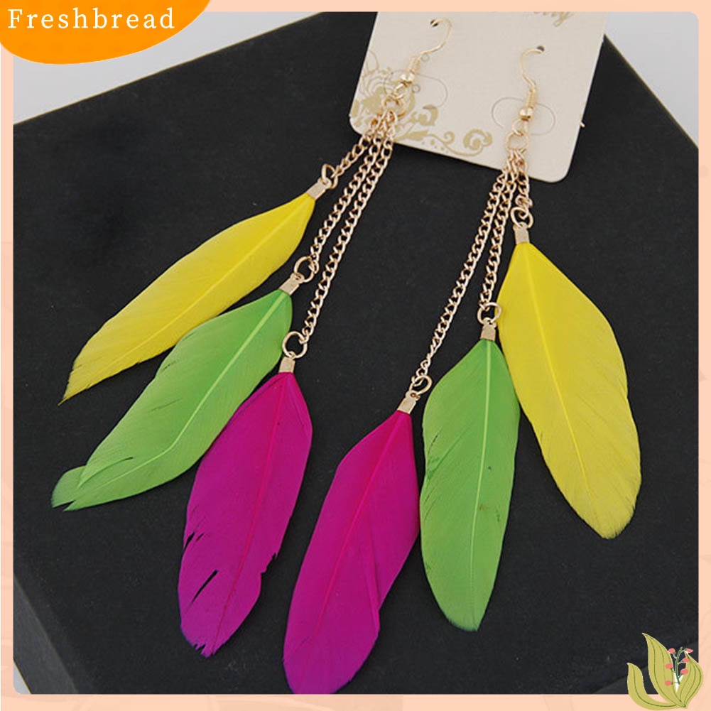 &lt; Freshbread &gt; Fashion Bulu Panjang Rumbai Rantai Pesona Wanita Kait Anting Pesta Perhiasan Hadiah