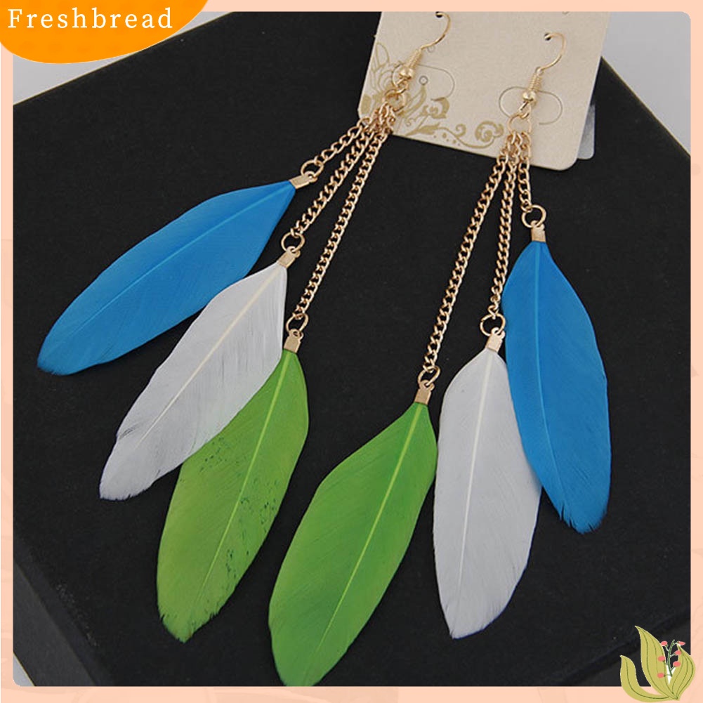 < Freshbread > Fashion Bulu Panjang Rumbai Rantai Pesona Wanita Kait Anting Pesta Perhiasan Hadiah