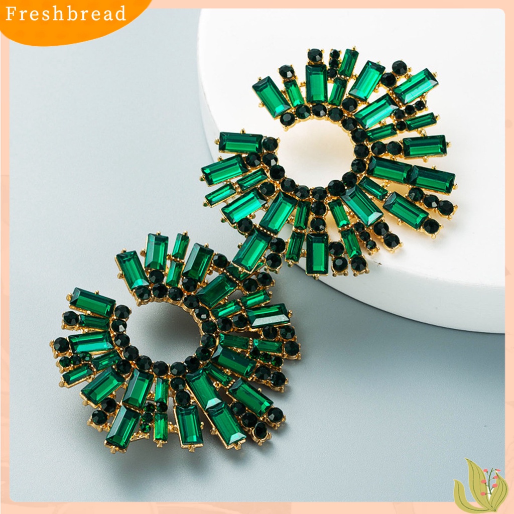 &lt; Freshbread &gt; 1pasang Anting Tusuk Bentuk Bunga Matahari Multicolor Rhinestones Perhiasan Anting Bohemian Vintage Untuk Pantai