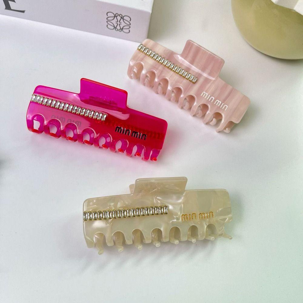 Agustina Asetat Rambut Cakar Temperamen Manis Ins Huruf Untuk Gadis Fashion Hiasan Kepala Berlian Imitasi Zirkon Wanita Klip Rambut