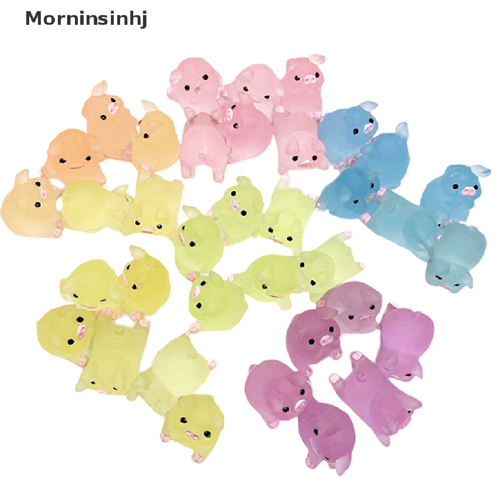 Mornin 1/5pcs Mini Resin Luminous Piggy Dekorasi Dashboard Mobil Home Decor DIY Ornamen Aksesoris id