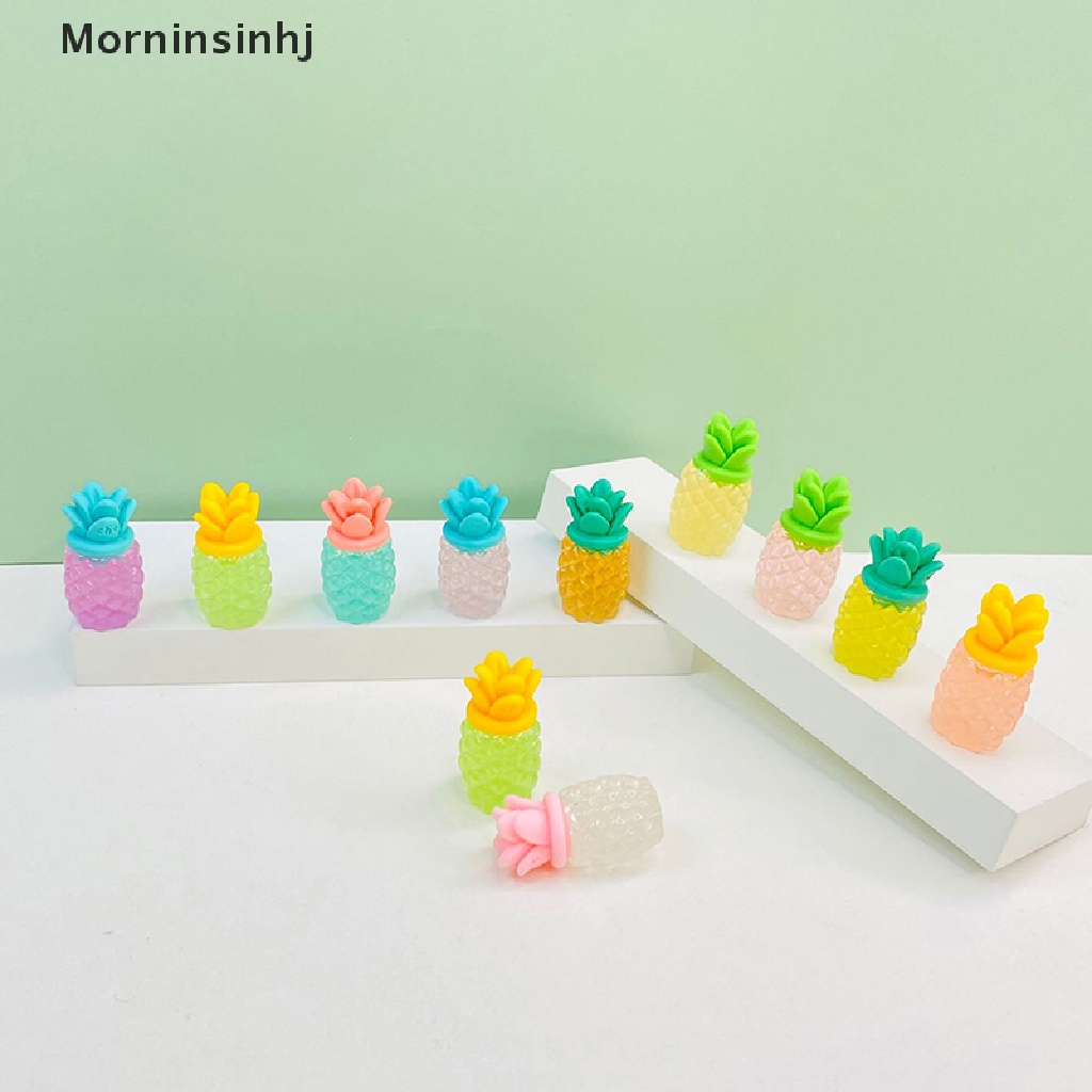 Mornin 5pcs Hiasan Aksesoris Resin Nanas Berwarna Neon DIY Untuk Perhiasan Bahan Crafg Ch id