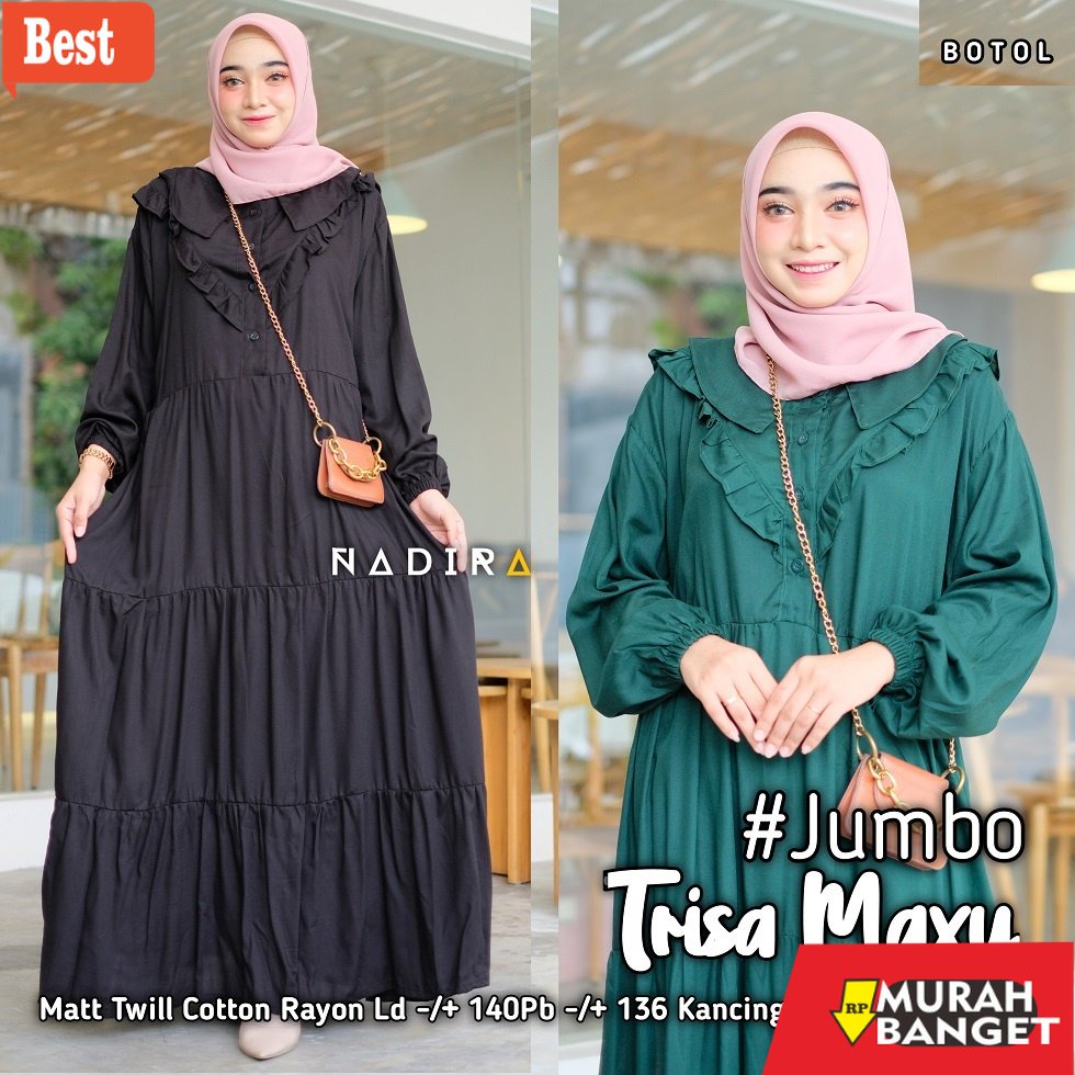 GAMIS SIZE BESAR TERBARU- COD GAMIS PUTIH BIG SIZE LD 140 BANYAK WARNA LENGAN KARET BAHAN RAYON TWIL