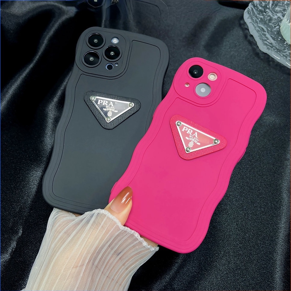 Desain Kreatif 3D Silikon Cair Permen Berwarna Wavy Edge Anti-drop Soft Shell Perlindungan Lensa Kamera iPhone 14 Pro Max 14Plus 14 13 12 11 Pro Max Dengan Logo Pradad 3D