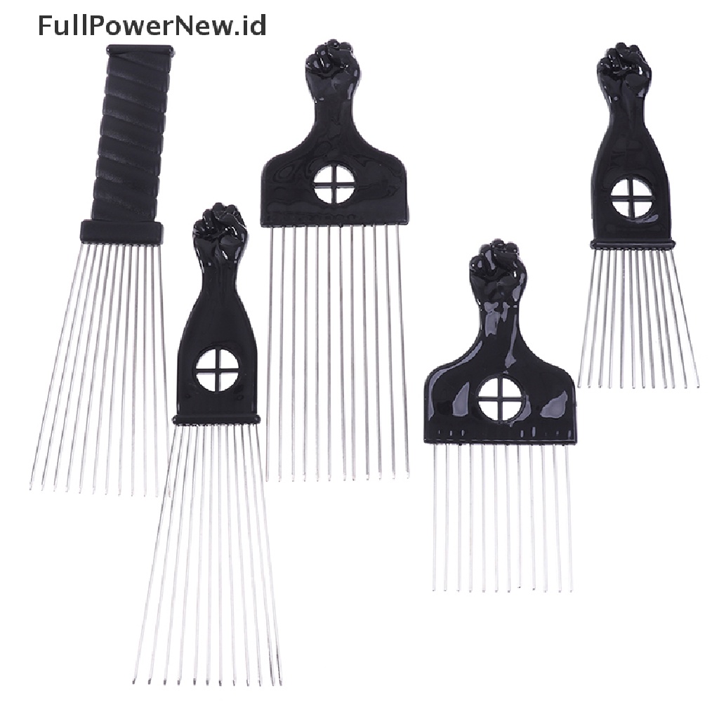 Power Black Fist Afro Sisir Logam African Hair Comb Brush Salon Alat Styling Gaya Rambut ID