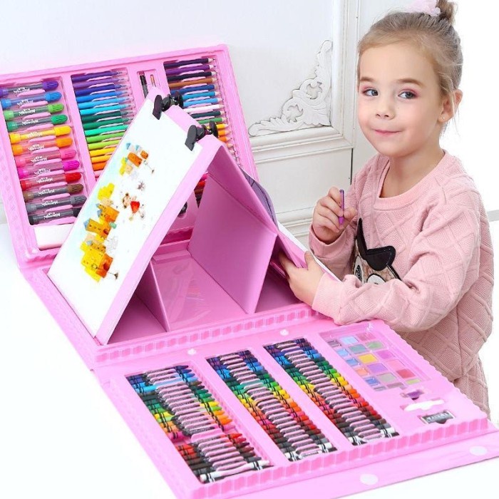 Terlaris Crayon Oil Pastel Pensil Warna Spidol Lengkap Isi 208 Pcs