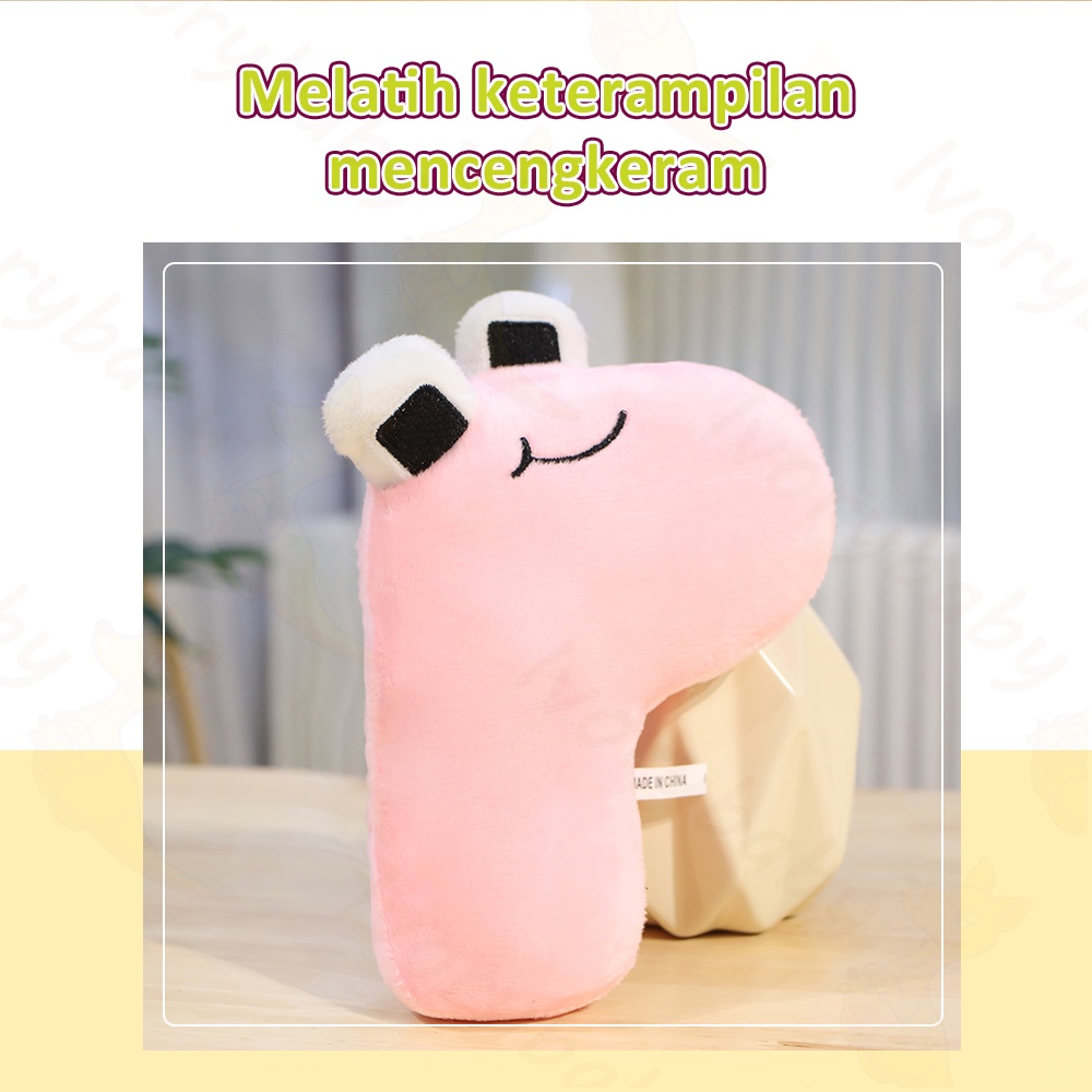 Ivorybaby Mainan boneka bantal stuffed plush Boneka bantal huruf desain alfabet lore