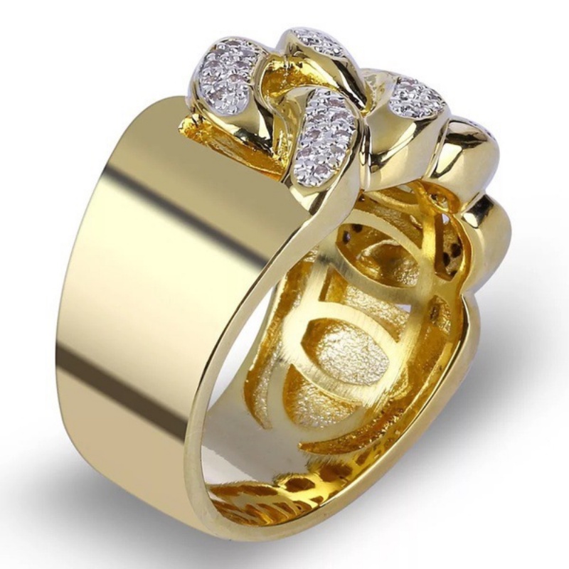 Goldkingdom Aksesoris Perhiasan Fashion Ready Stock Cincin Berlian Lapis Emas Pria &amp;#039; s Jam Tangan Creative Dengan Cincin.