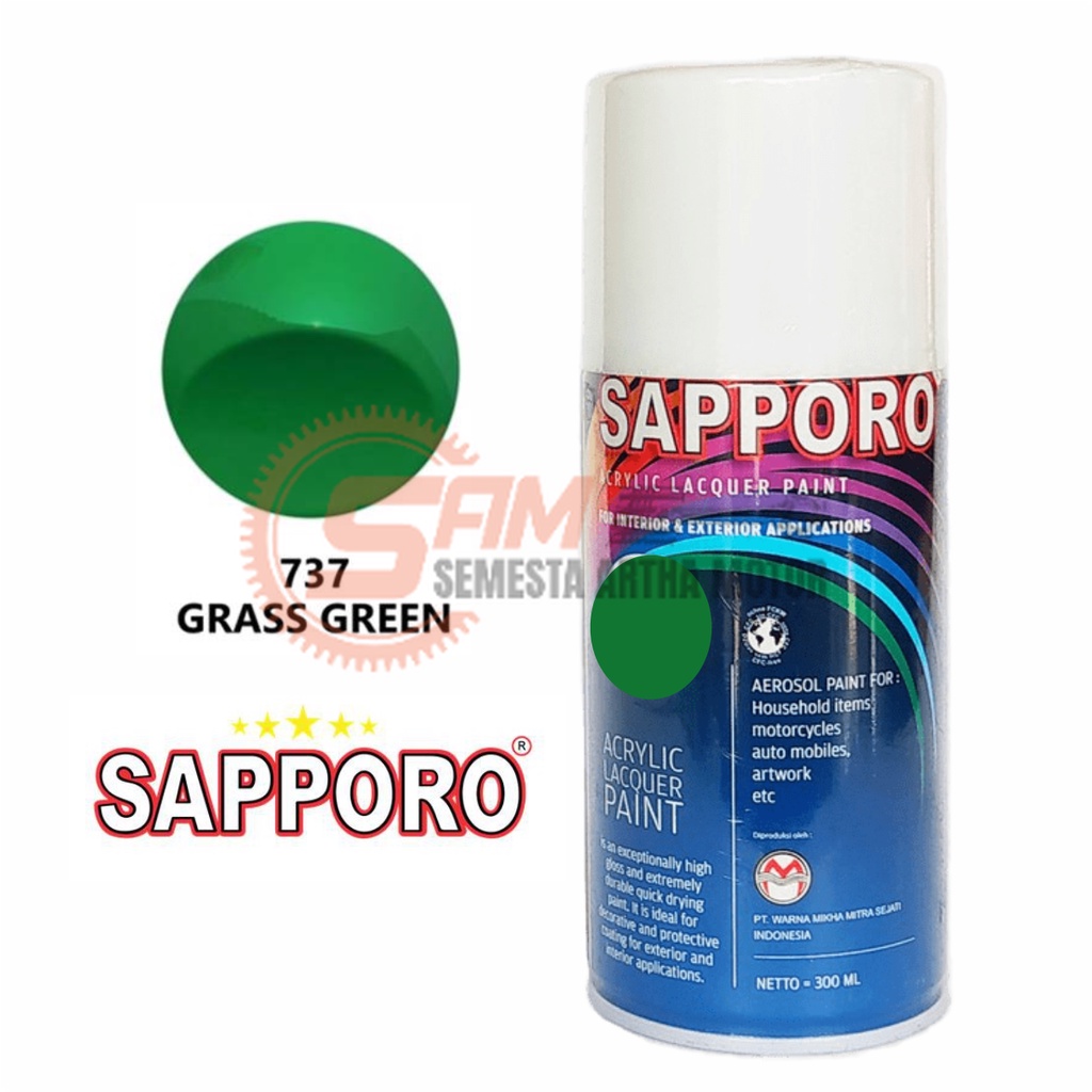 

Pilox Sapporo Grass Green 737 Cat Semprot 300ml Aerosol Hijau Colour Spray Pilok