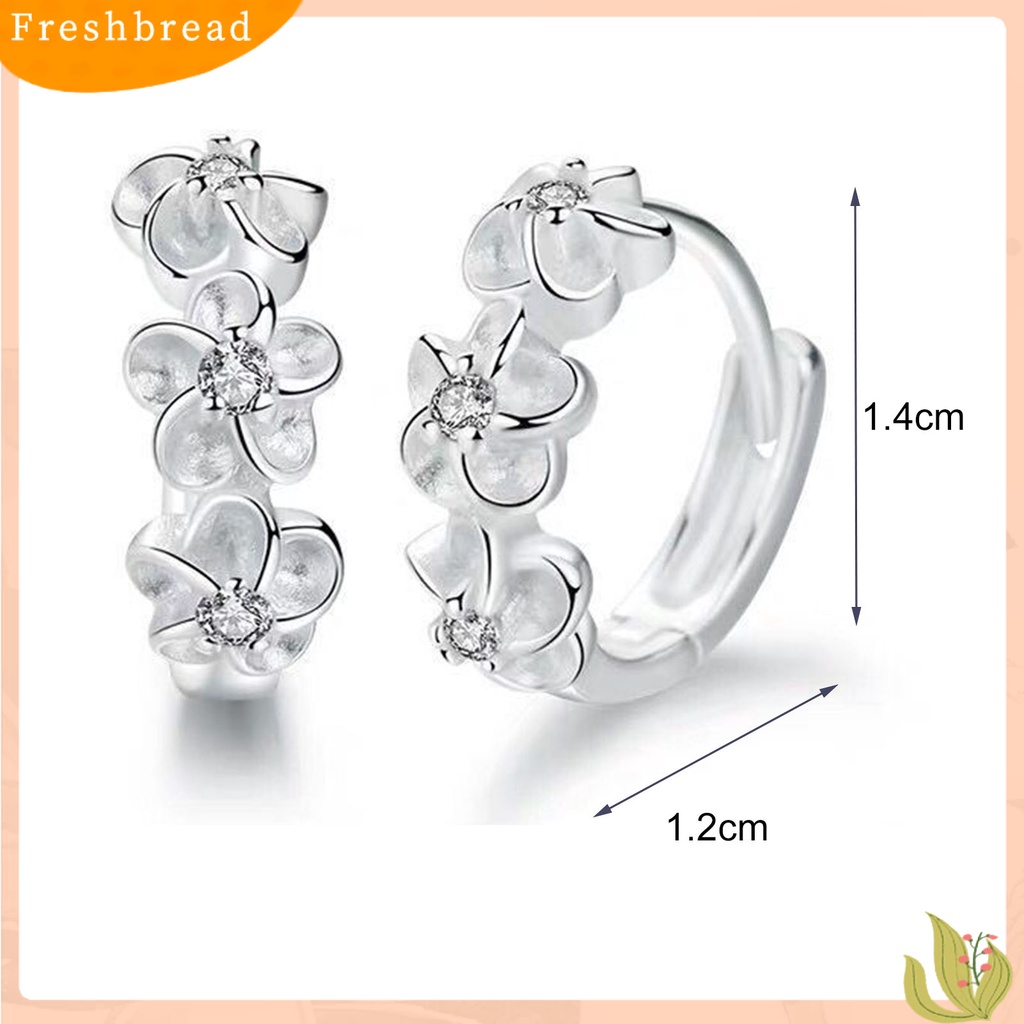 {In Stock} 1pasang Anting Hoop Wanita Bunga Berlian Imitasi Perhiasan Gaya Korea Jepang Semua Pertandingan Anting Lingkaran Mengkilap Untuk Prom