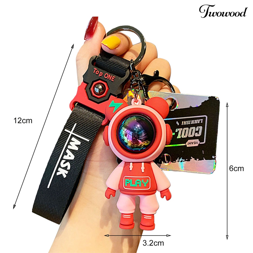 Twowood Gantungan Kunci Handmade DIY Jumbai Anti Jatuh PVC Lucu Warna-Warni Beruang Ransel Liontin Perhiasan Aksesoris