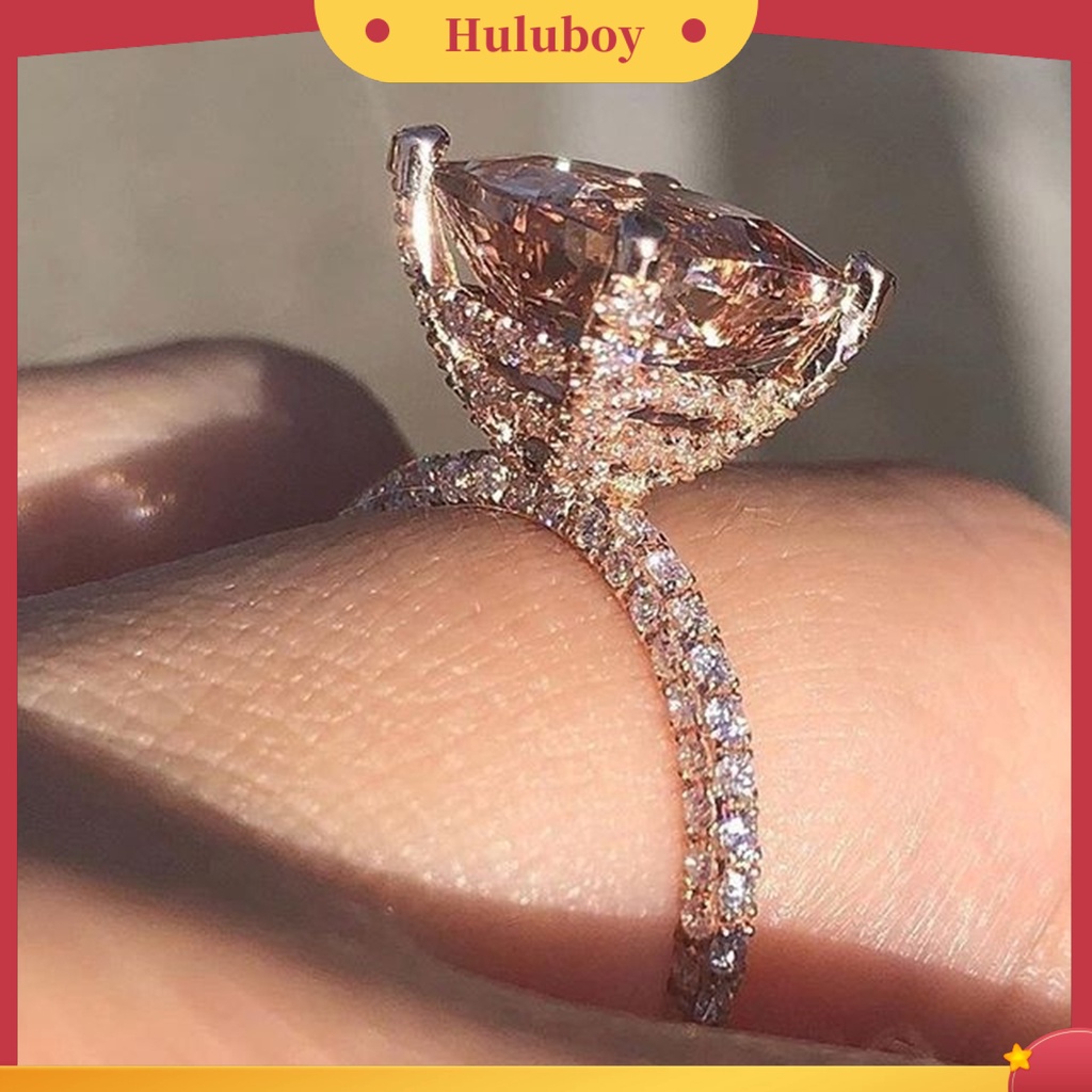 {Ready Stock} Cincin Wanita Persegi Besar Cubic Zirconia Perhiasan Fashion Penampilan Indah Jari Cincin Untuk Pernikahan