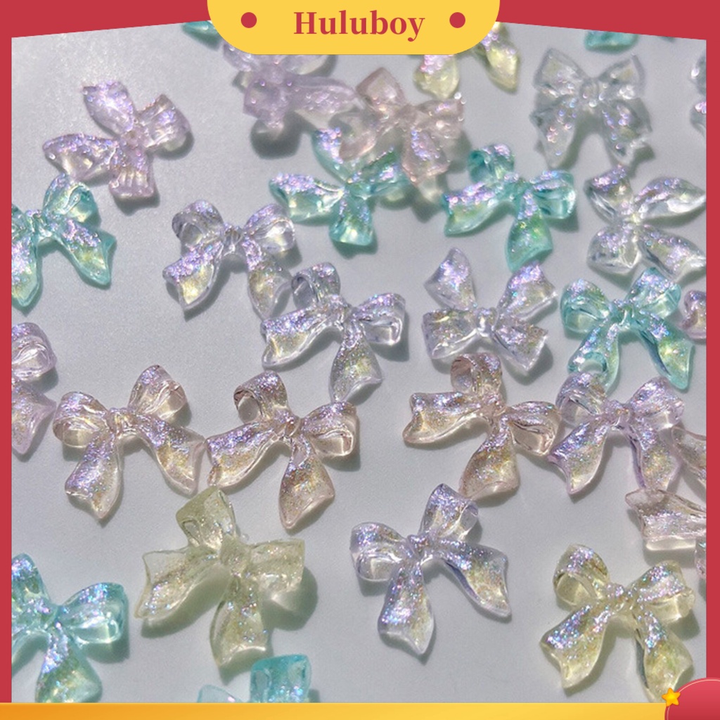 {In Stock} 50Pcs/Pack Dekorasi Nail Art Cinta Hati Busur-Simpul Beruang Indah Manicure Aksesoris Berwarna Transparan Kuku Resin Pesona Perlengkapan Kuku