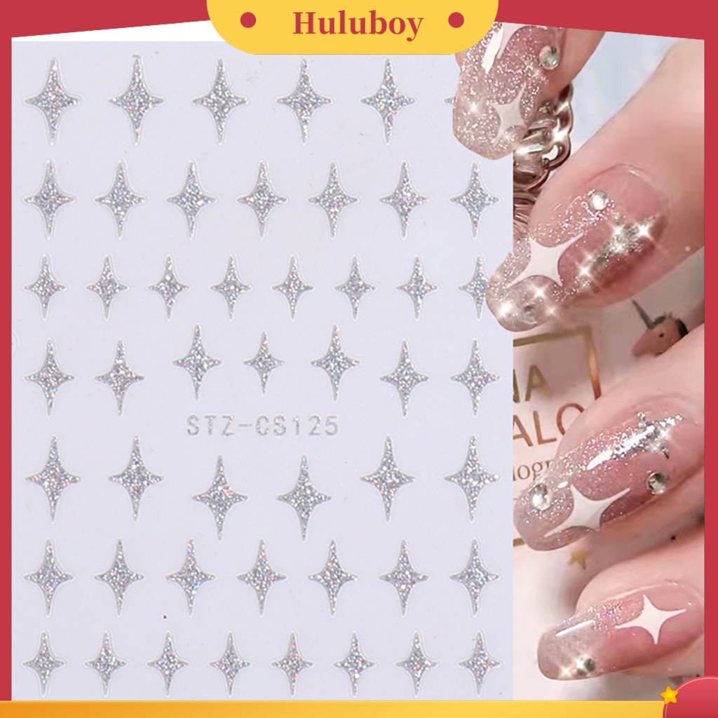 {In Stock} 5pcs Stiker Kuku Glitter DIY Kertas 3D Starburst Love Bear Nail Sticker Untuk Salon Kuku