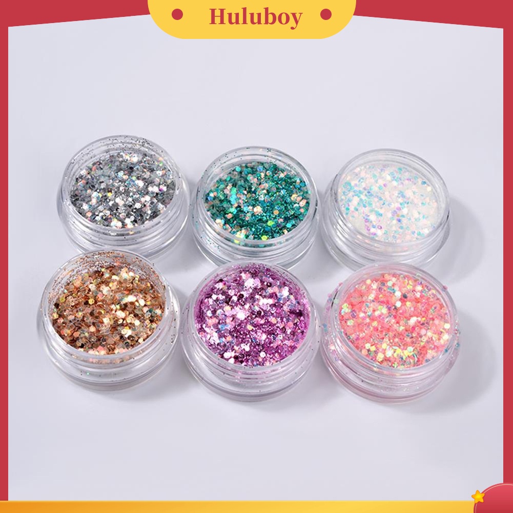 {In Stock} 6Pcs Colorful Manicure Pigments Paillette Lase-r Sequin Nail Glitter Bubuk