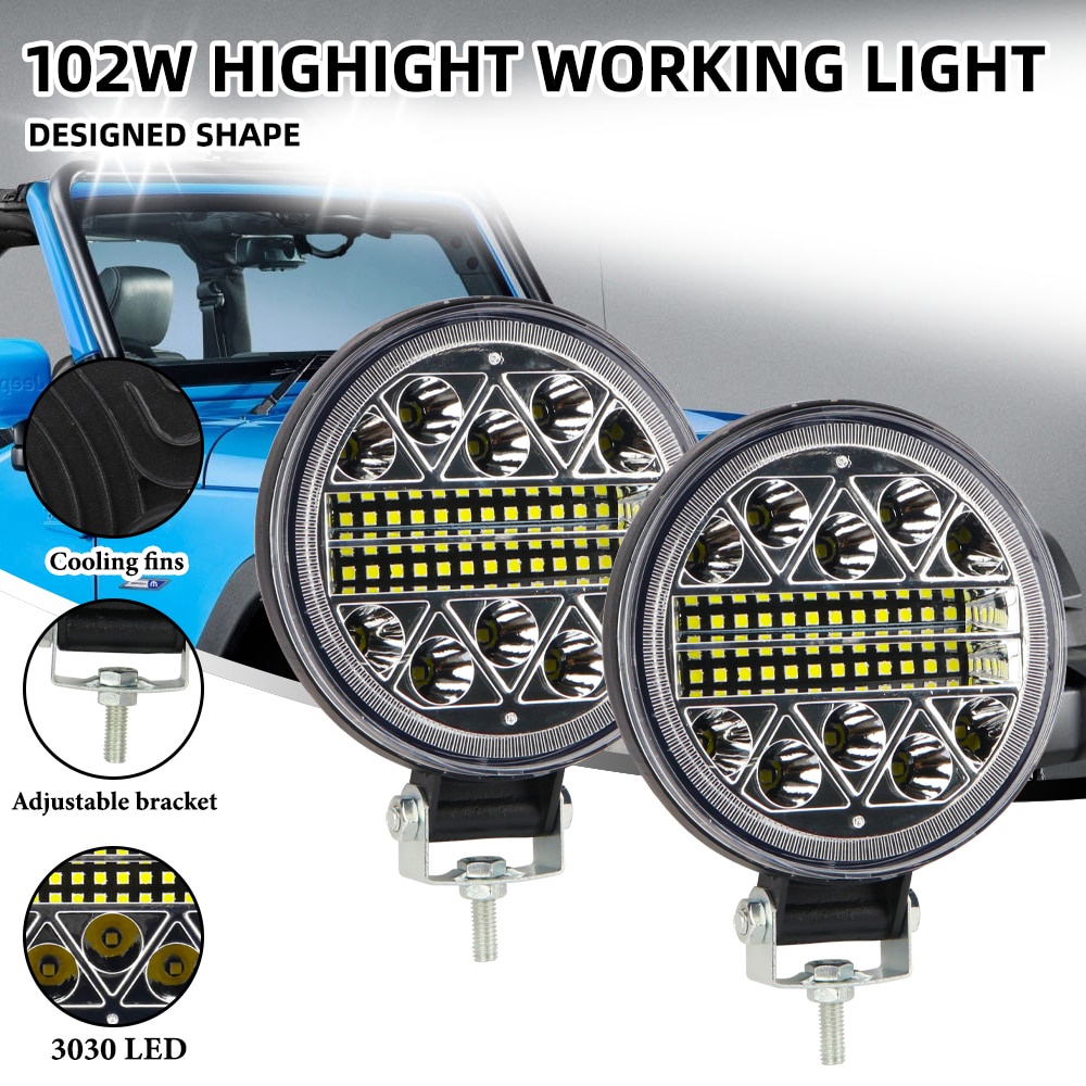 102W LED Kerja Lampu Bar 4Inch Off Road 12V 24V Spot LED Light Bar untuk Truk SUV 4WD 4X4 Perahu ATV Jeep Traktor Lampu