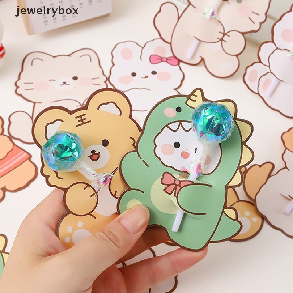 [jewelrybox] 20pcs Cute Animal Candy Lollipop DIY Kartu Hias Untuk Perlengkapan Pesta Anak Butik